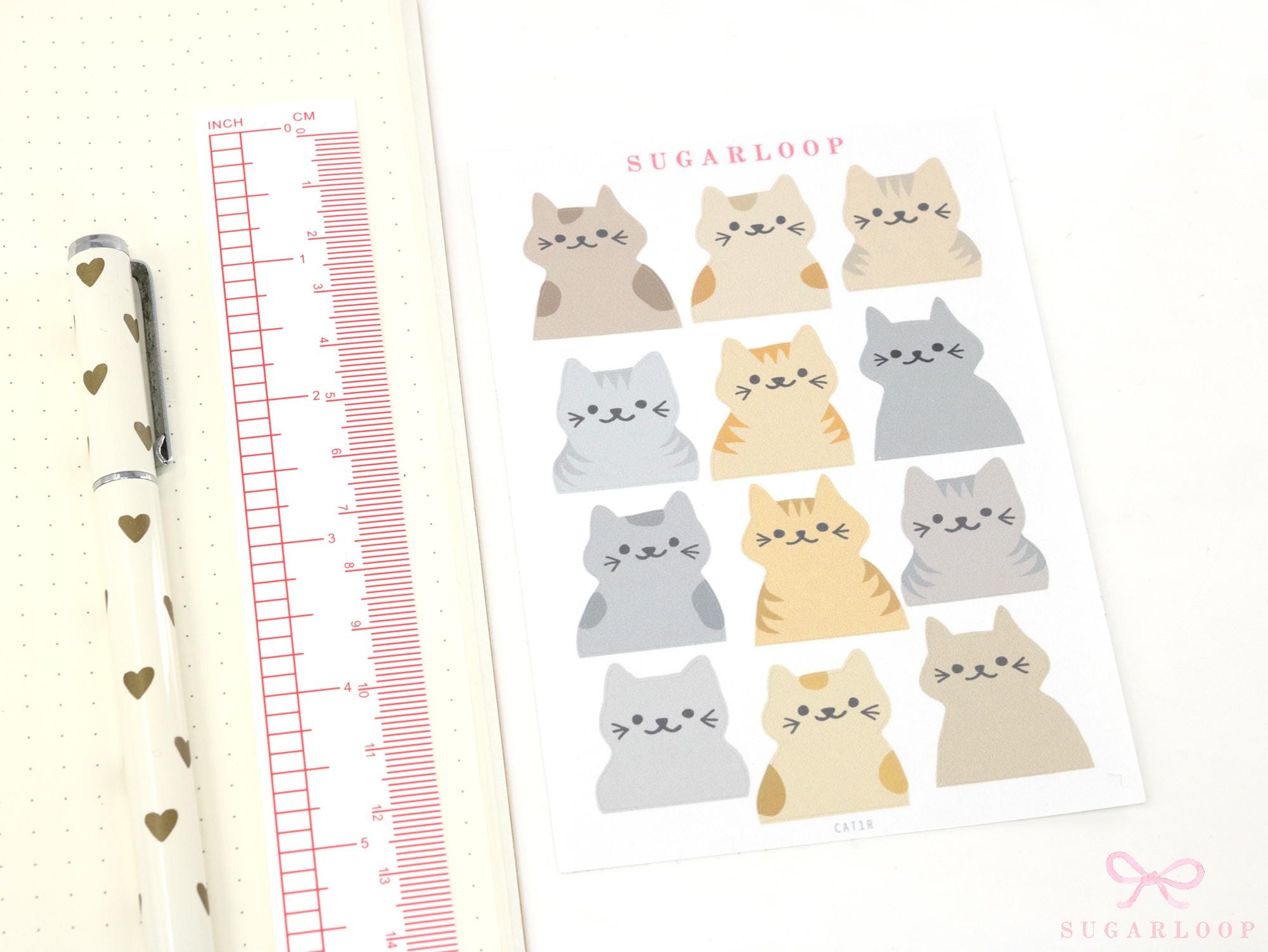 Cute Kawaii Cat Functional Sticker Labels for Bujo Planner Stickers