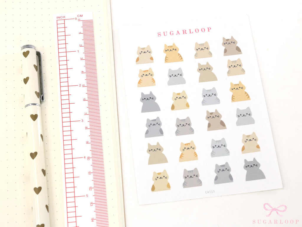Cute Kawaii Cat Functional Sticker Labels for Bujo Planner Stickers