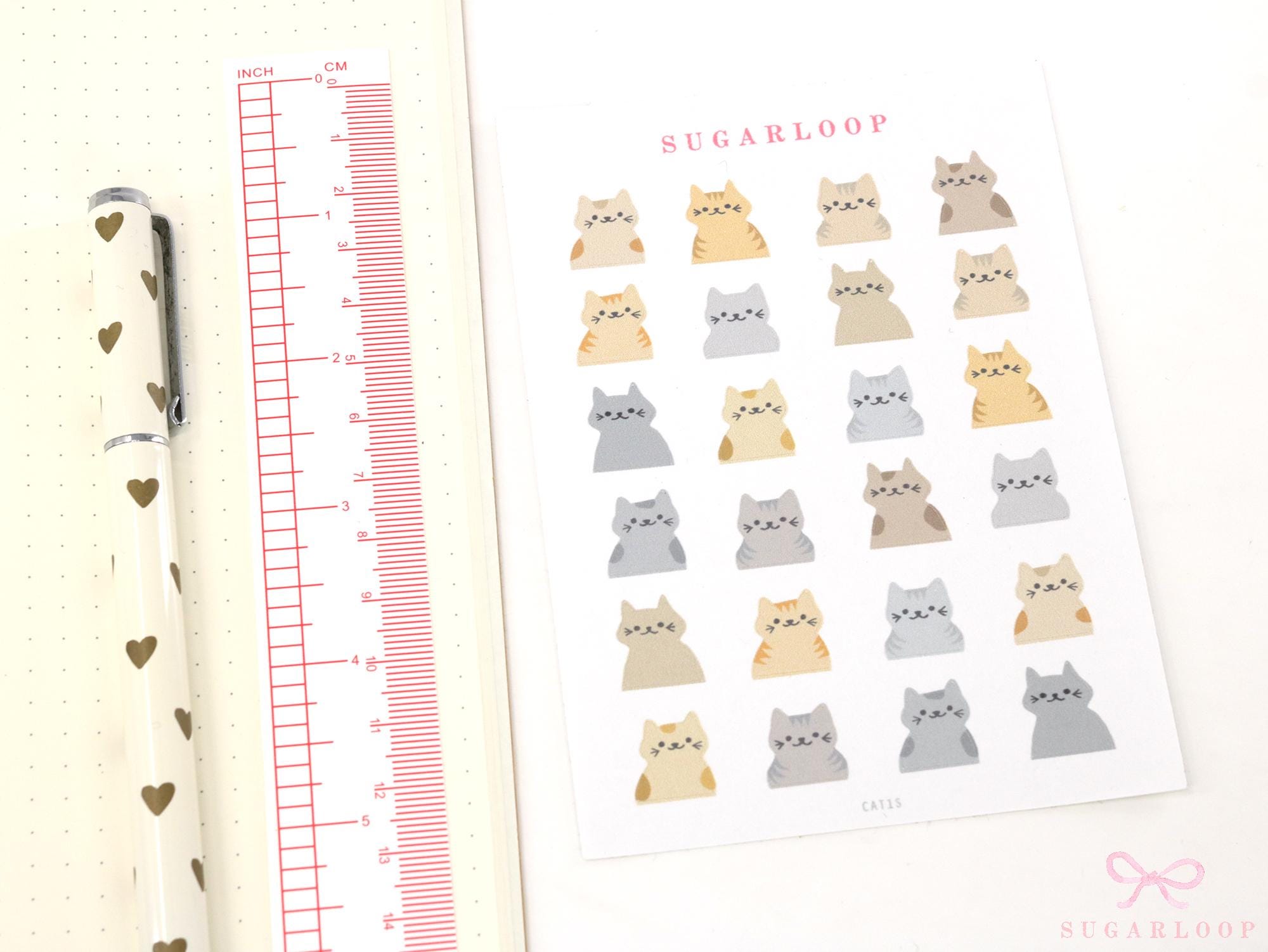 Cute Kawaii Cat Functional Sticker Labels for Bujo Planner Stickers