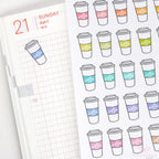 Coffee Cup Doodles Stickers for Planners, Bujos & Journals