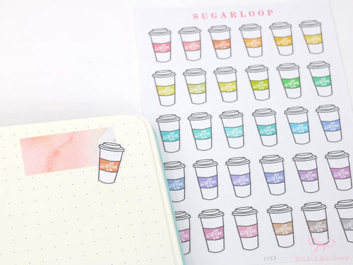 Coffee Cup Doodles Stickers for Planners, Bujos & Journals
