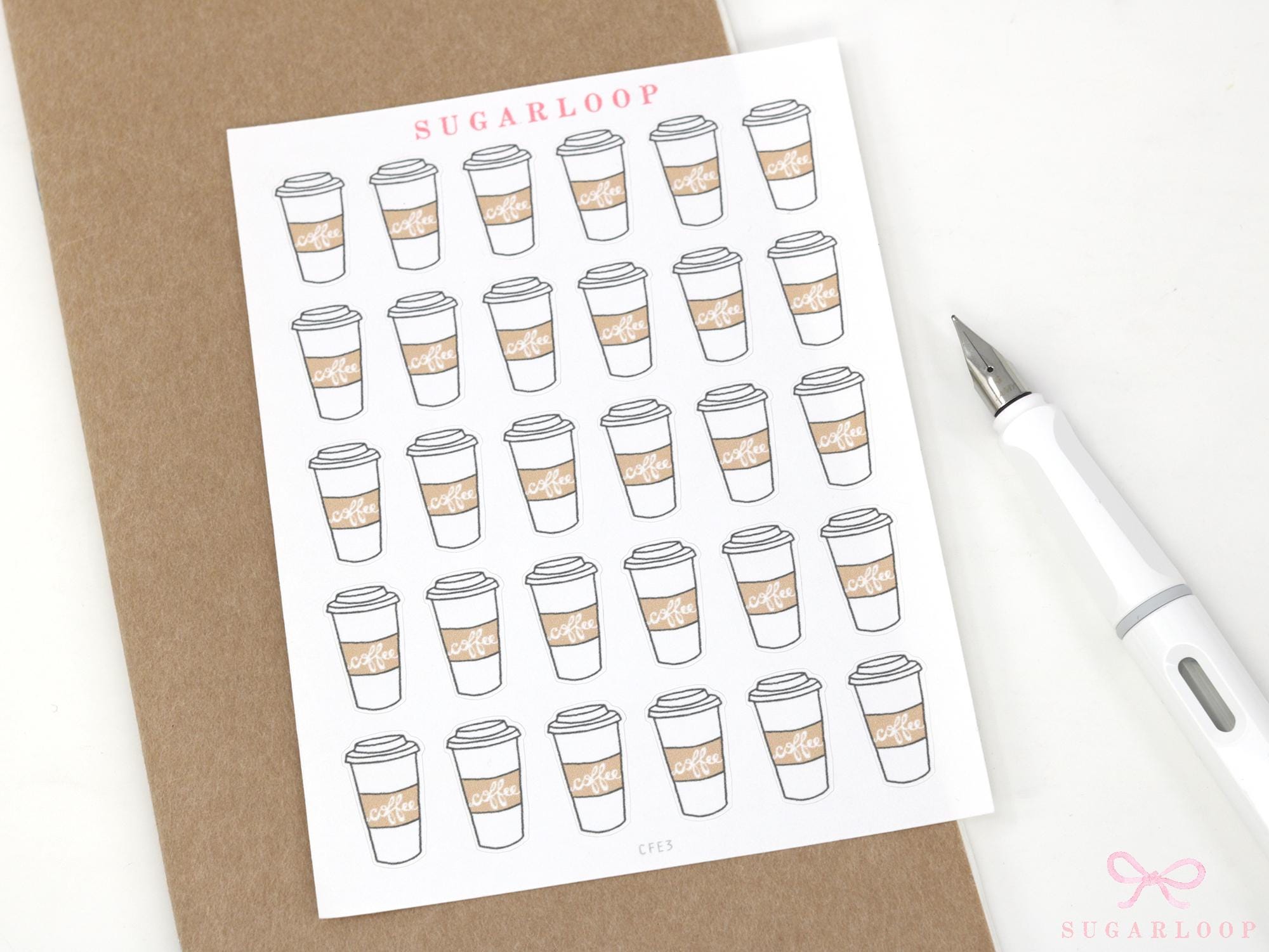 Coffee Cup Doodles Stickers for Planners, Bujos & Journals