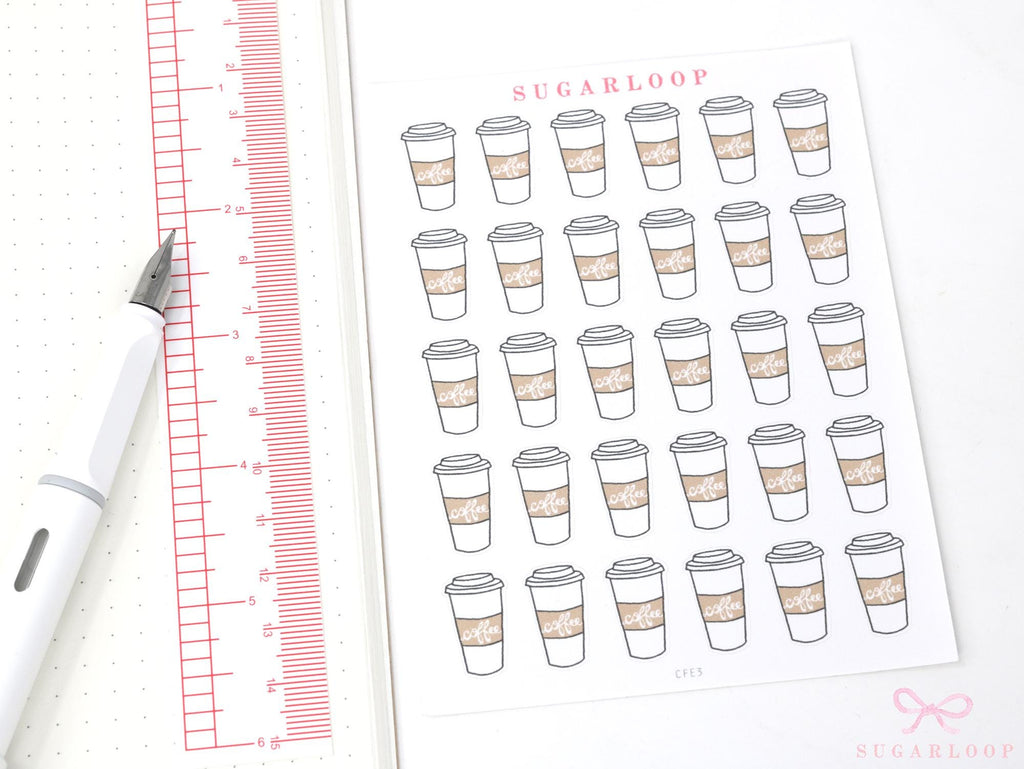 Coffee Cup Doodles Stickers for Planners, Bujos & Journals