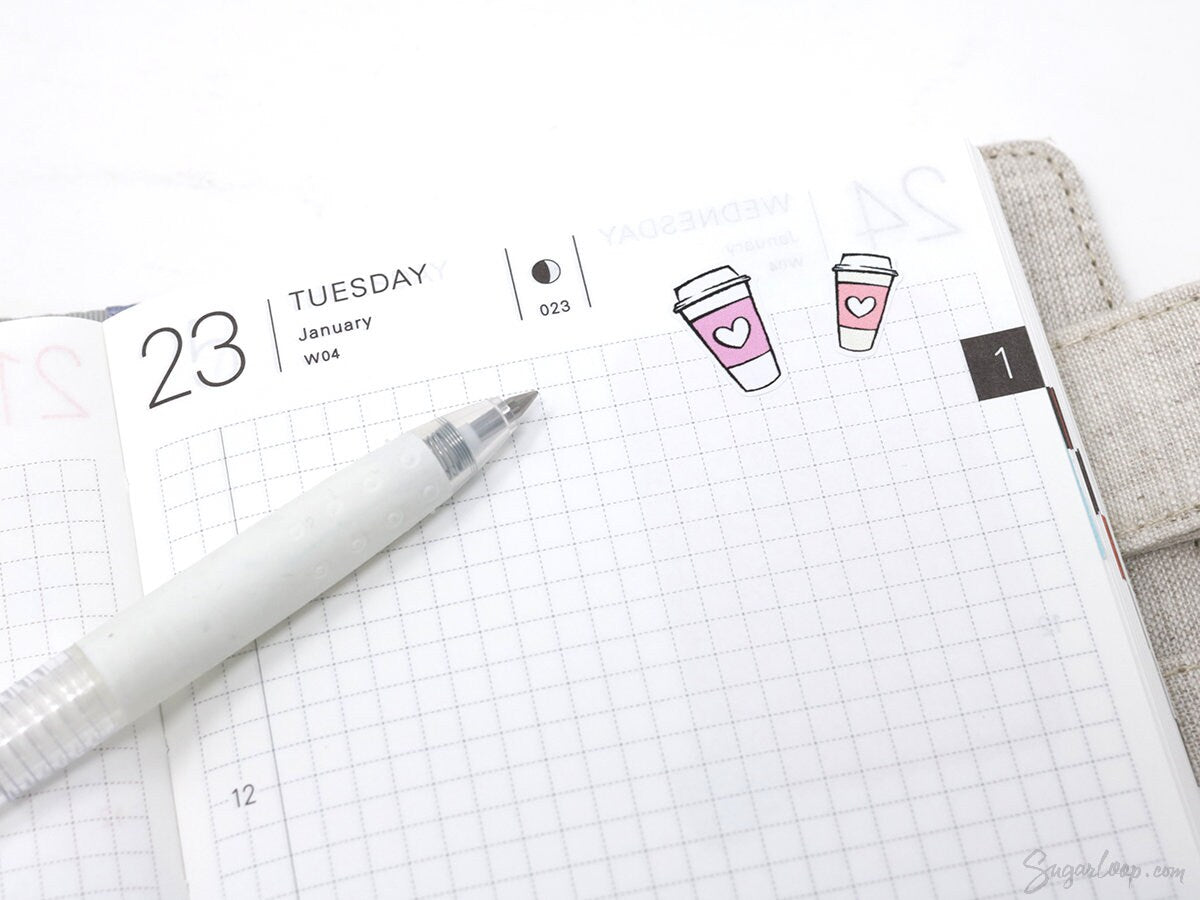 Cute Coffee To Go Cup Bujo Journal Planner Stickers: Rainbow