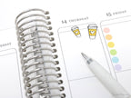 Cute Coffee To Go Cup Bujo Journal Planner Stickers: Rainbow