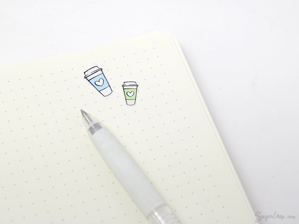 Cute Coffee To Go Cup Bujo Journal Planner Stickers: Rainbow