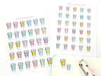 Cute Coffee To Go Cup Bujo Journal Planner Stickers: Rainbow