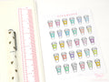 Cute Coffee To Go Cup Bujo Journal Planner Stickers: Rainbow