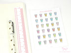 Cute Coffee To Go Cup Bujo Journal Planner Stickers: Rainbow