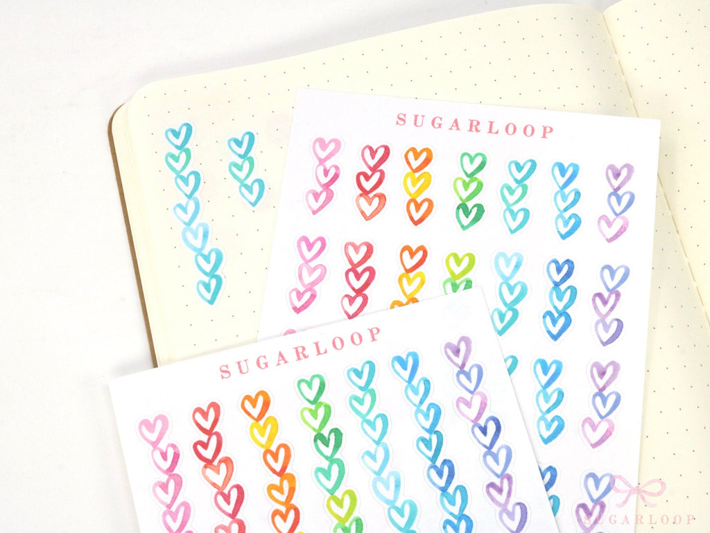 Heart Checklist Planner & Journal Stickers: Watercolor
