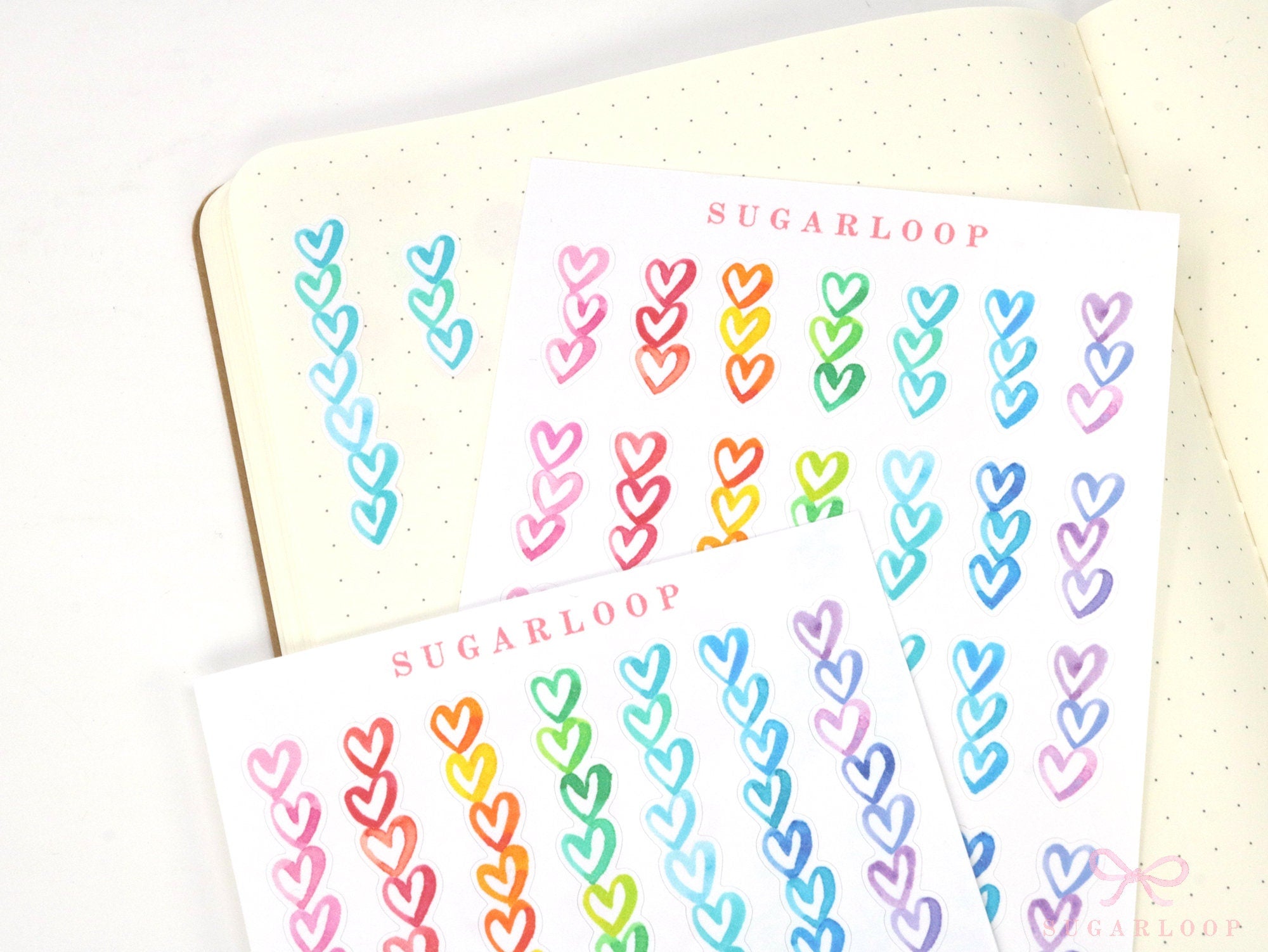 Heart Checklist Planner & Journal Stickers: Watercolor