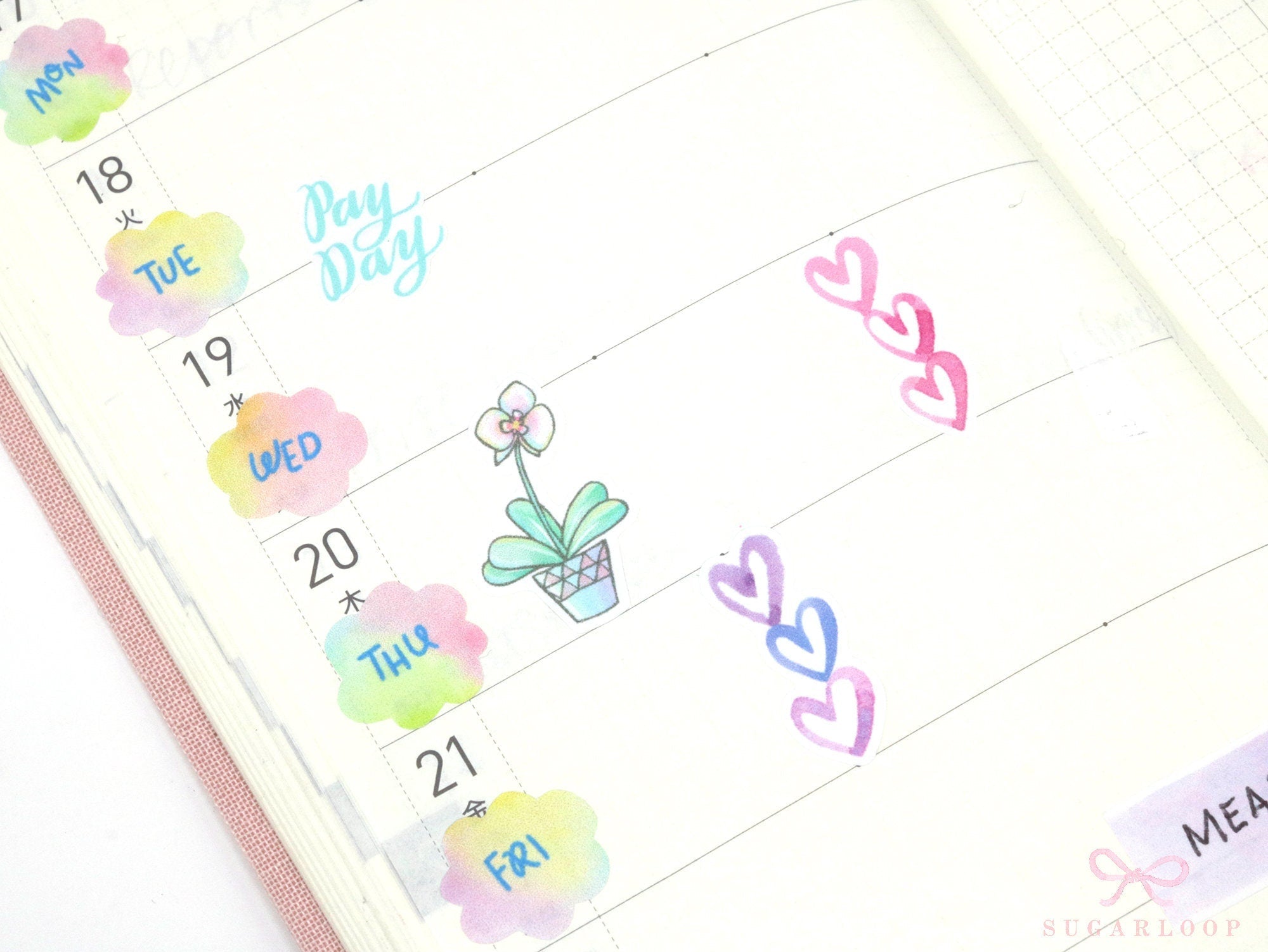 Heart Checklist Planner & Journal Stickers: Watercolor