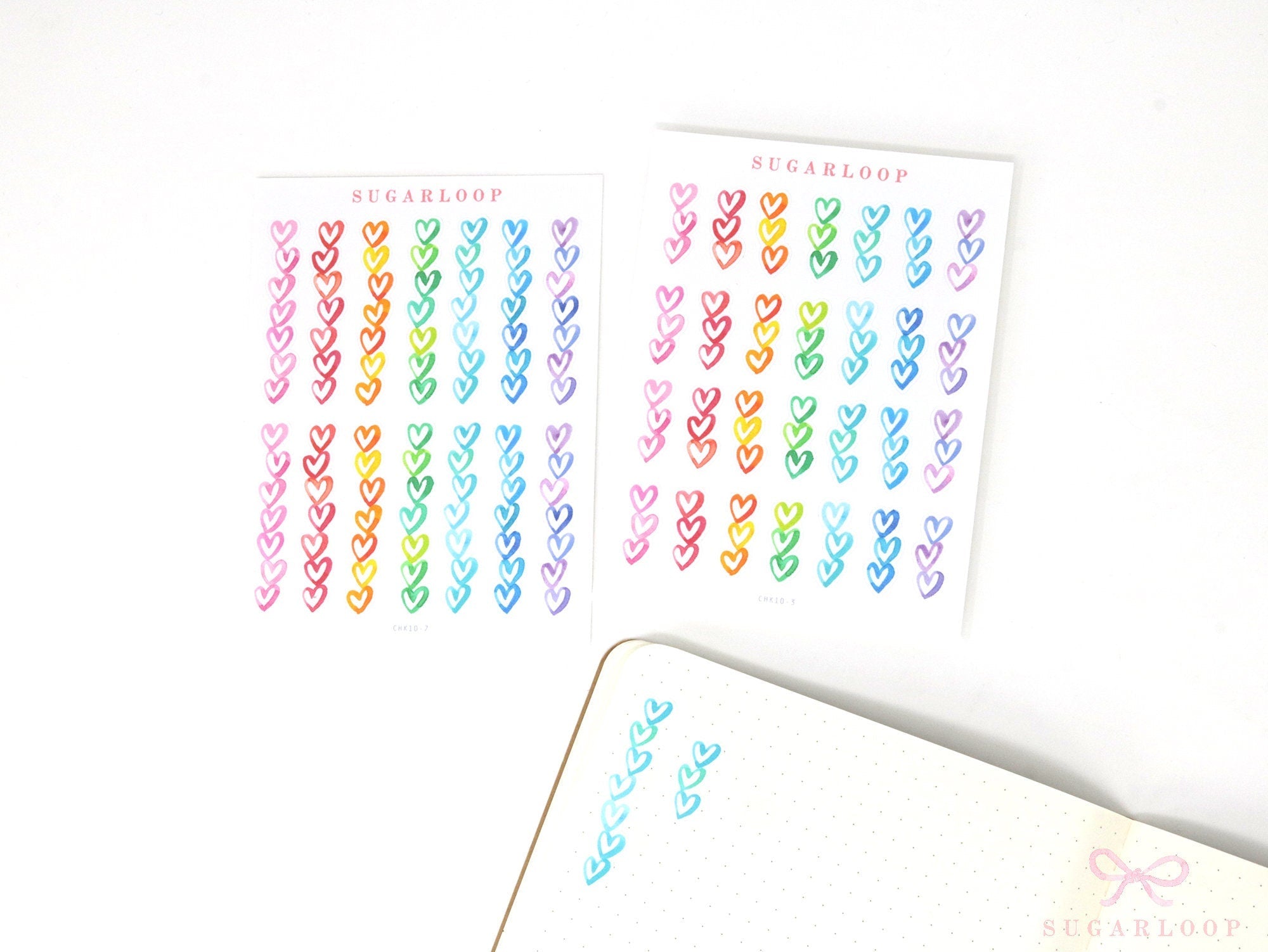 Heart Checklist Planner & Journal Stickers: Watercolor