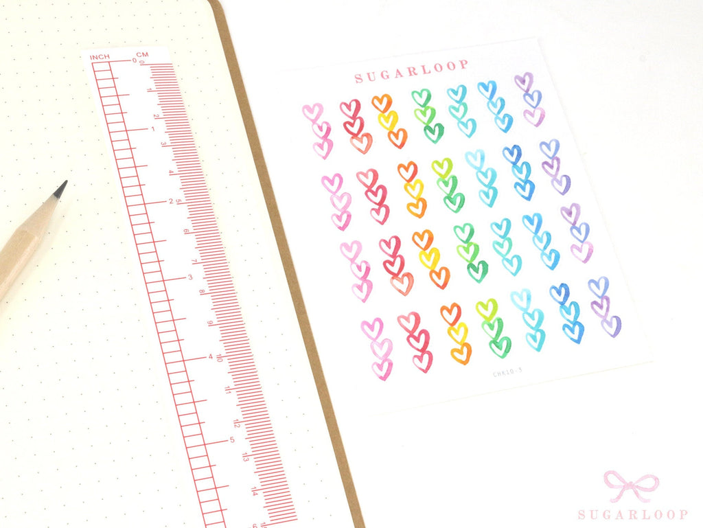 Heart Checklist Planner & Journal Stickers: Watercolor