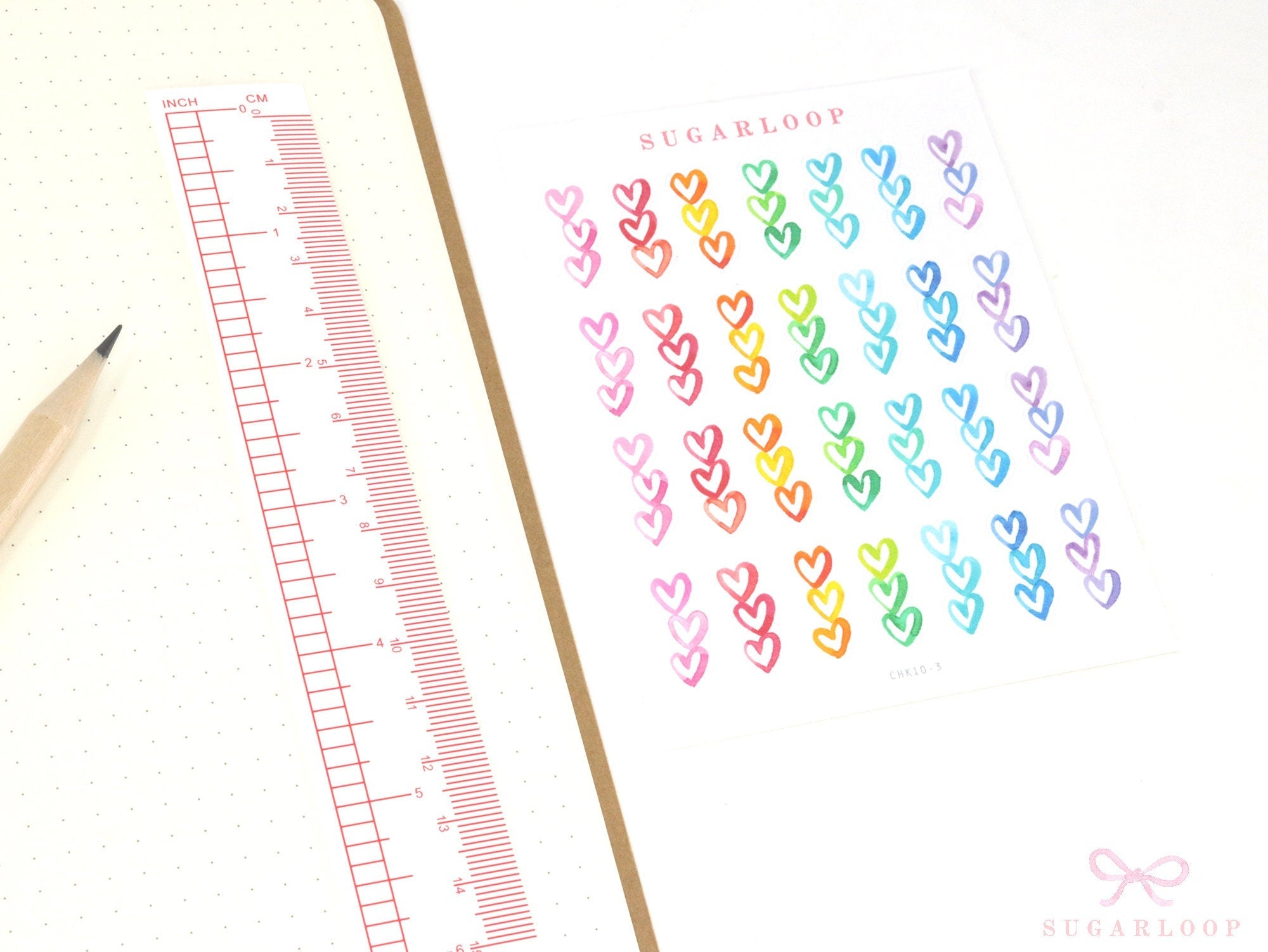 Heart Checklist Planner & Journal Stickers: Watercolor
