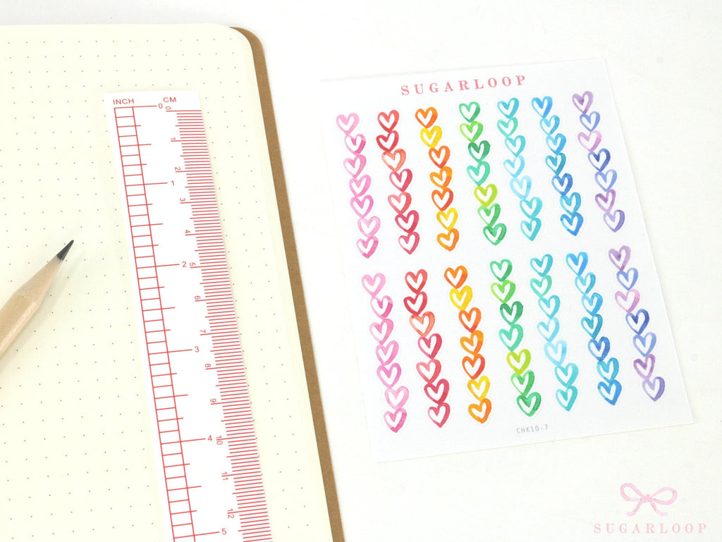 Heart Checklist Planner & Journal Stickers: Watercolor
