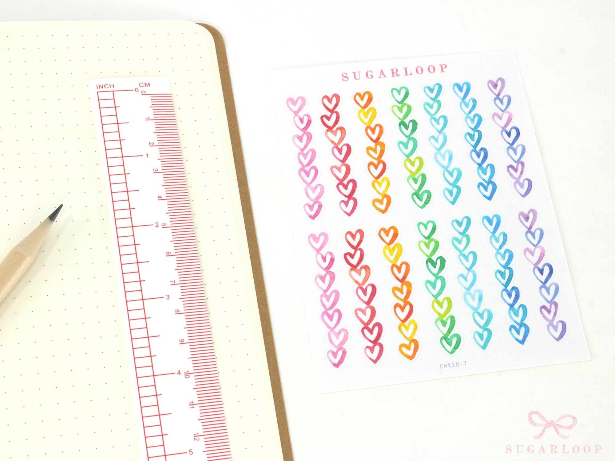 Heart Checklist Planner & Journal Stickers: Watercolor