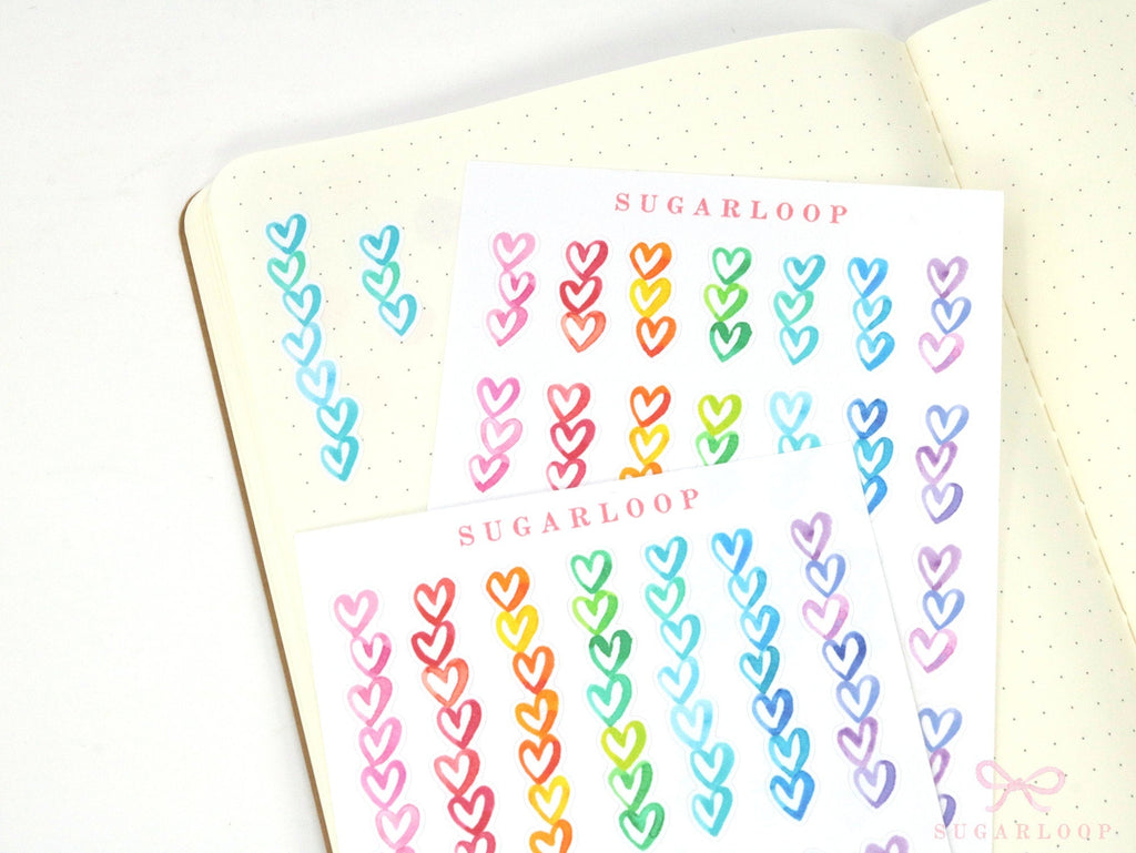 Heart Checklist Planner & Journal Stickers: Watercolor