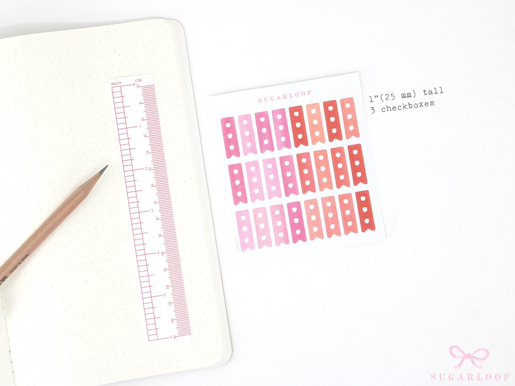 Watercolor Checklist Strips Planner & Journal Stickers: 3 Checkboxes