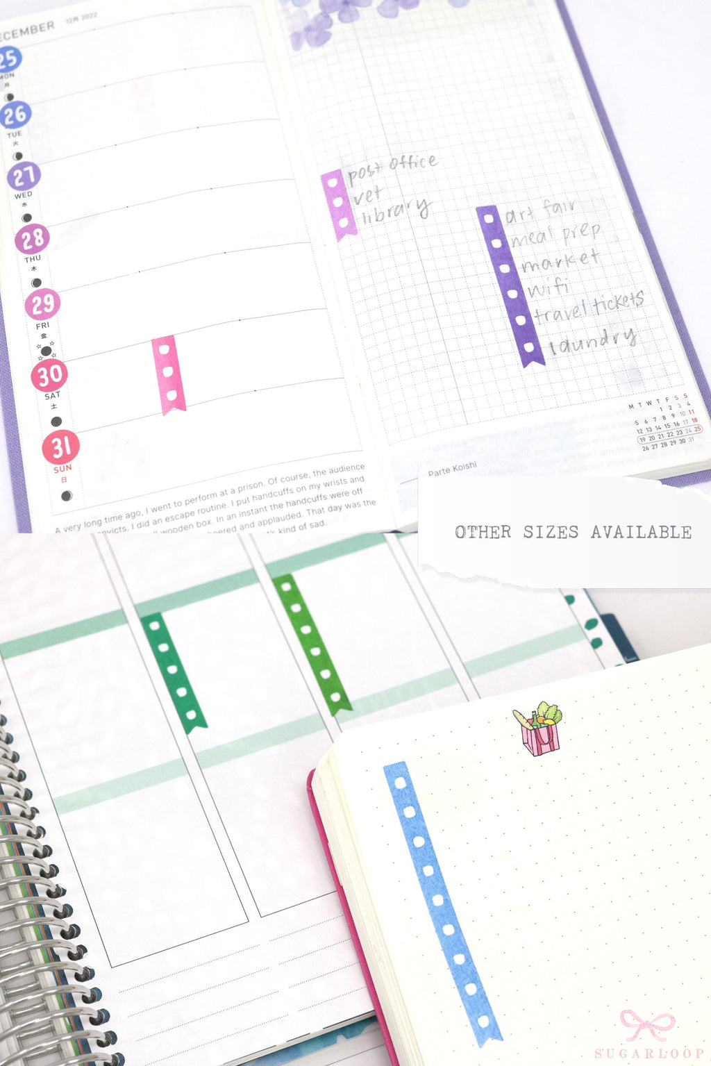 Watercolor Checklist Strips Planner & Journal Stickers: 3 Checkboxes