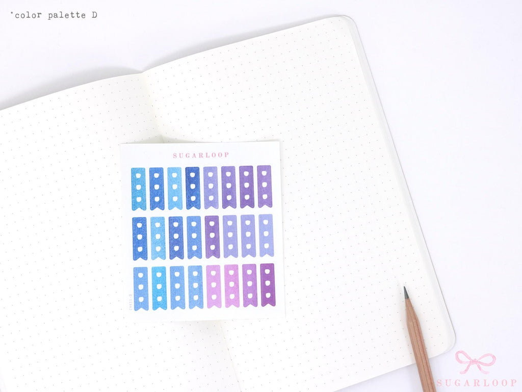 Watercolor Checklist Strips Planner & Journal Stickers: 3 Checkboxes
