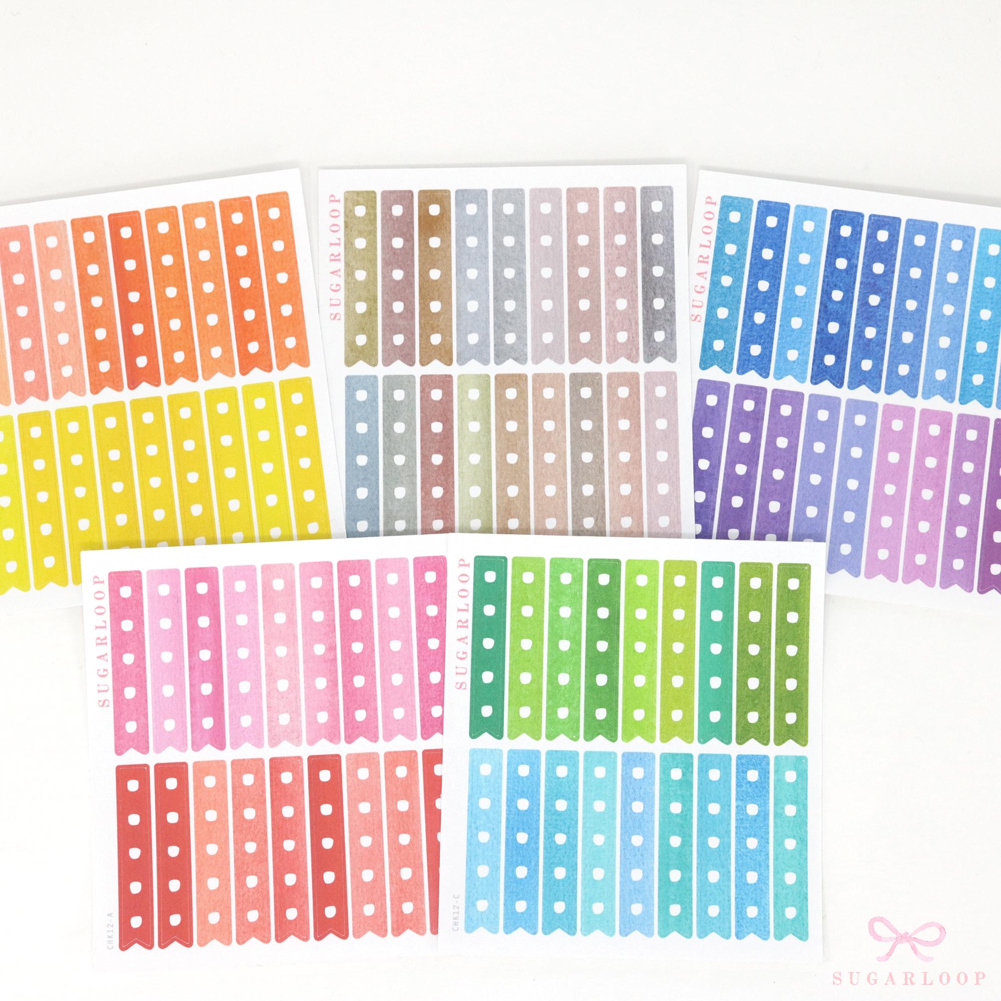 Watercolor Checklist Strips Planner & Journal Stickers: 5 Checkboxes