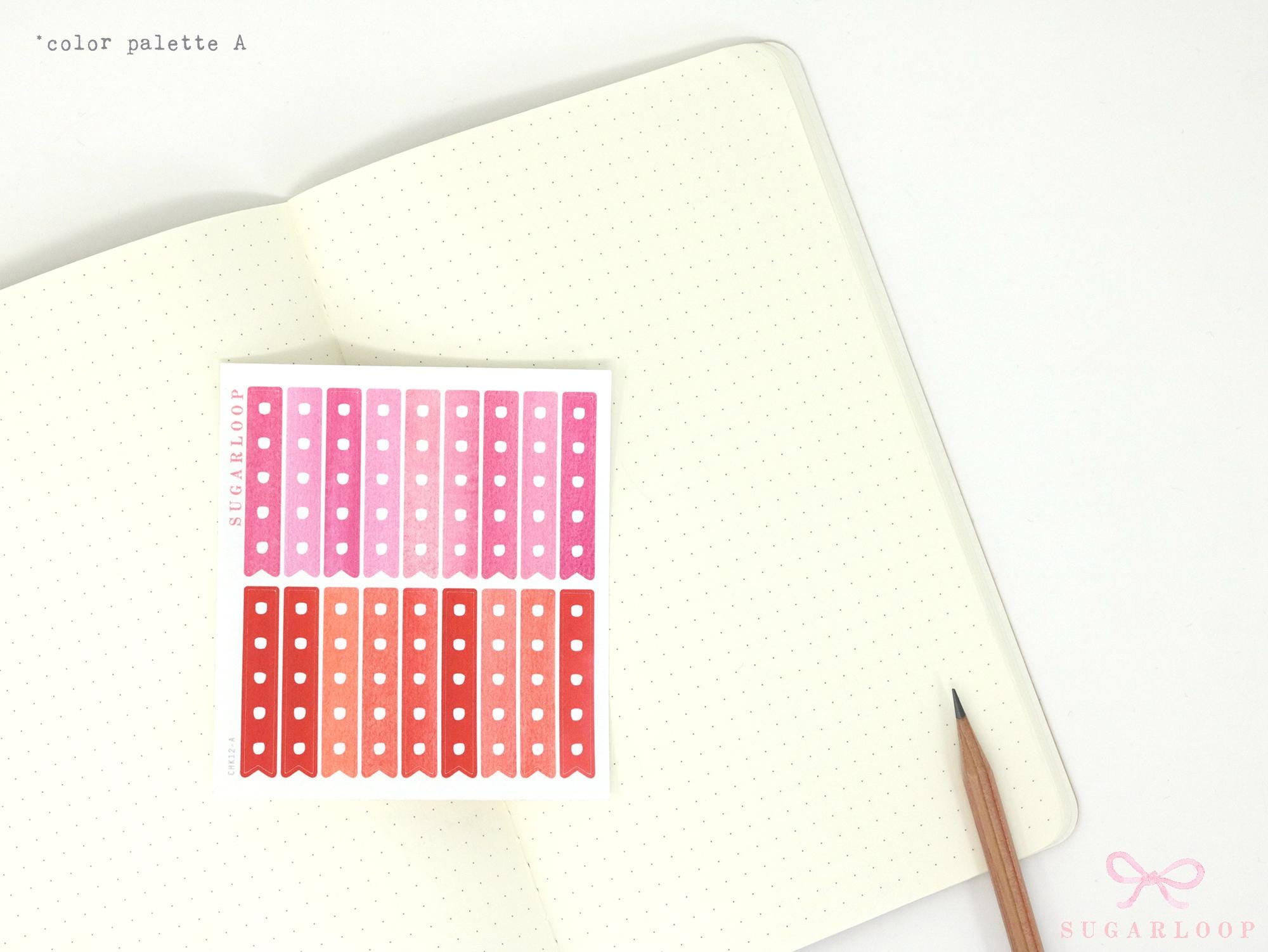 Watercolor Checklist Strips Planner & Journal Stickers: 5 Checkboxes