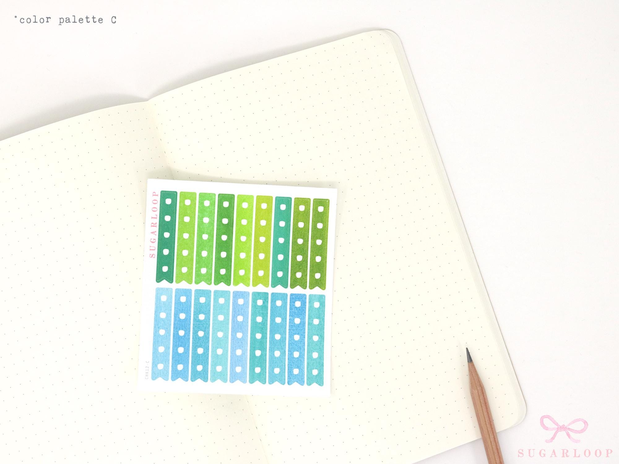 Watercolor Checklist Strips Planner & Journal Stickers: 5 Checkboxes