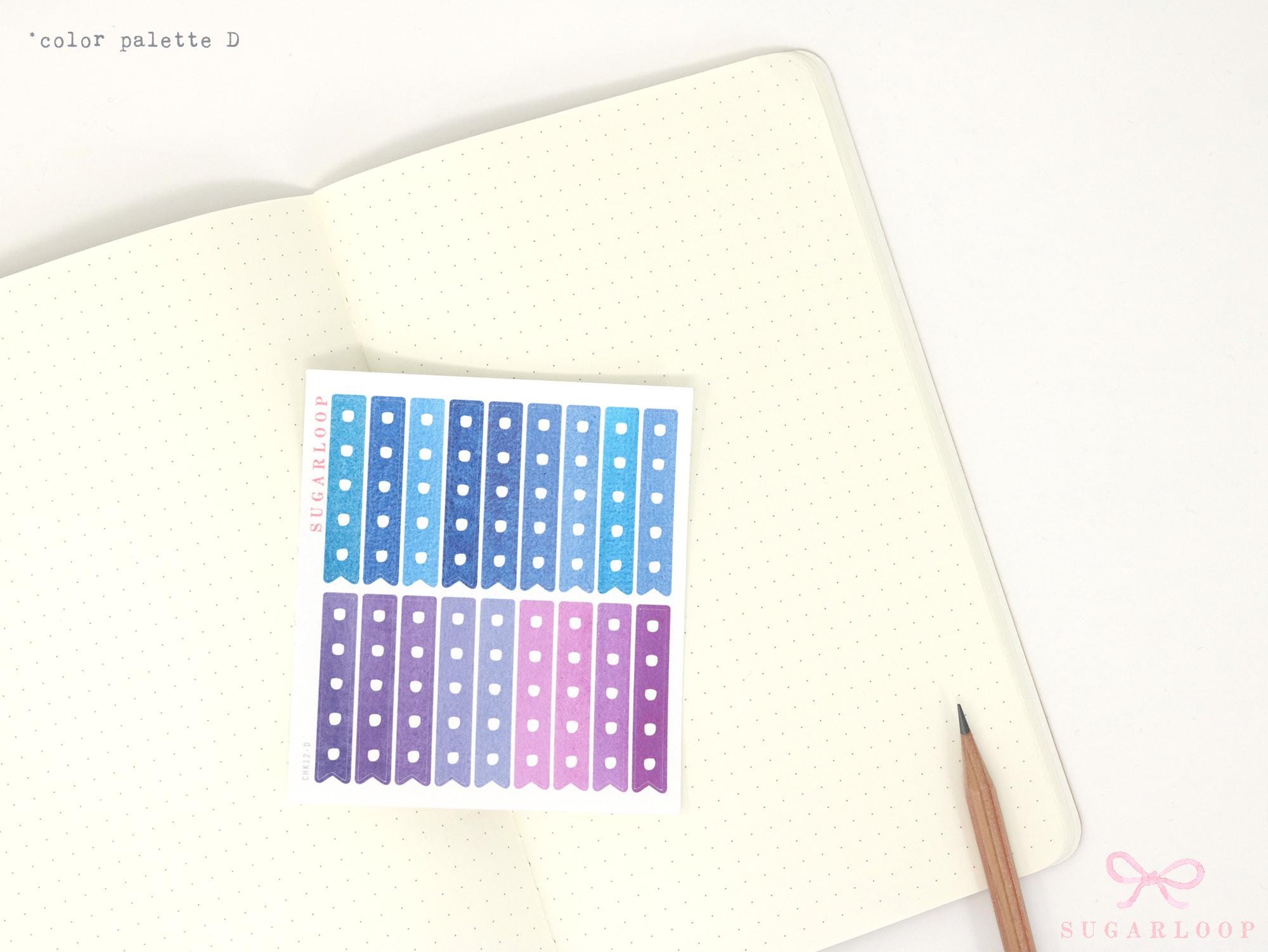 Watercolor Checklist Strips Planner & Journal Stickers: 5 Checkboxes