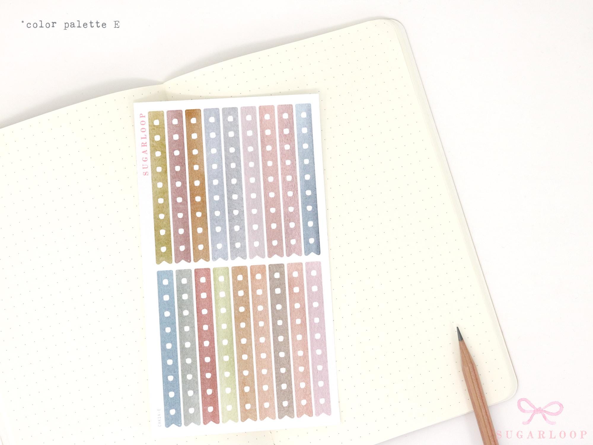 Watercolor Checklist Strips Planner & Journal Stickers: 9 Checkboxes
