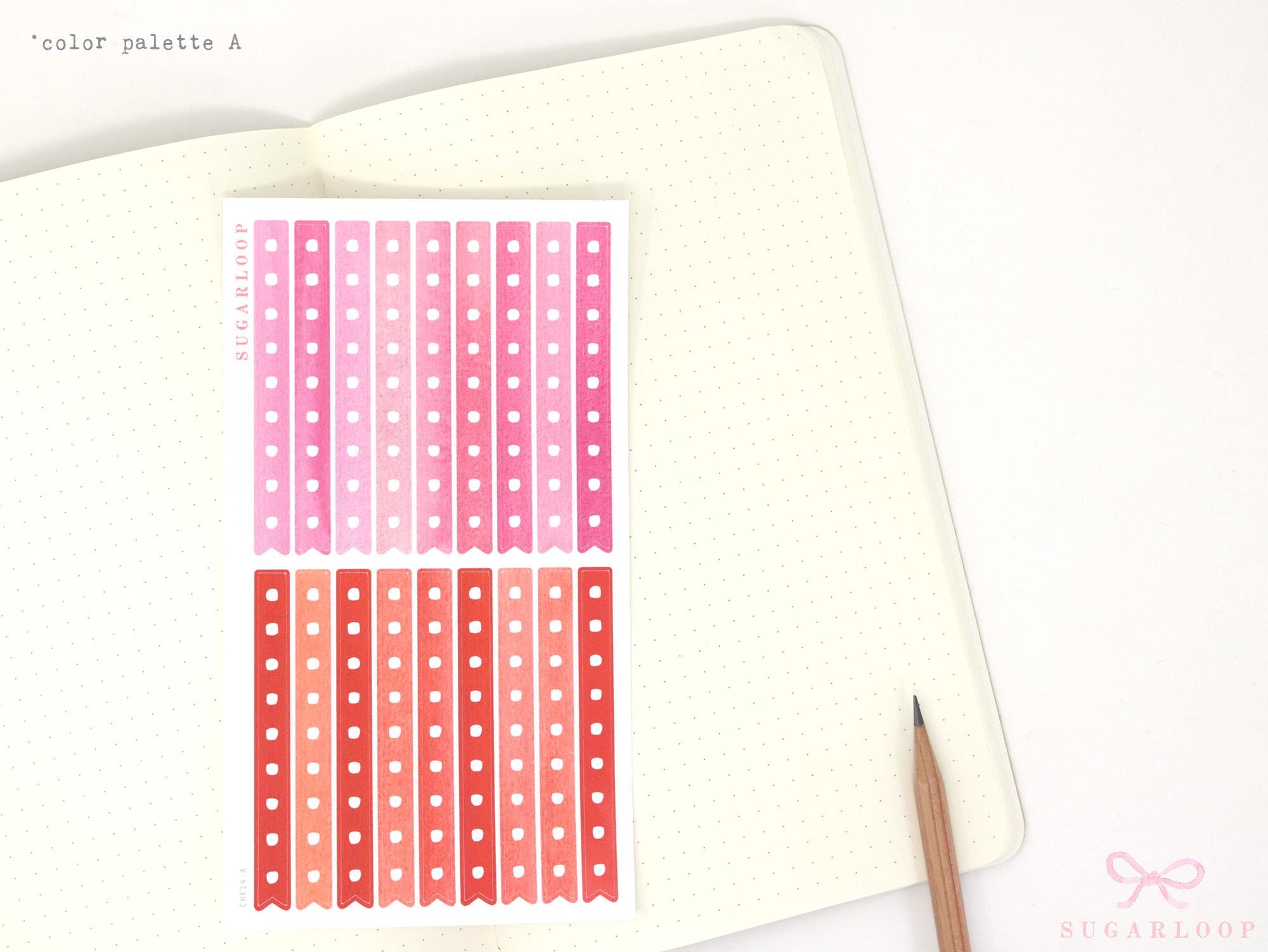 Watercolor Checklist Strips Planner & Journal Stickers: 9 Checkboxes