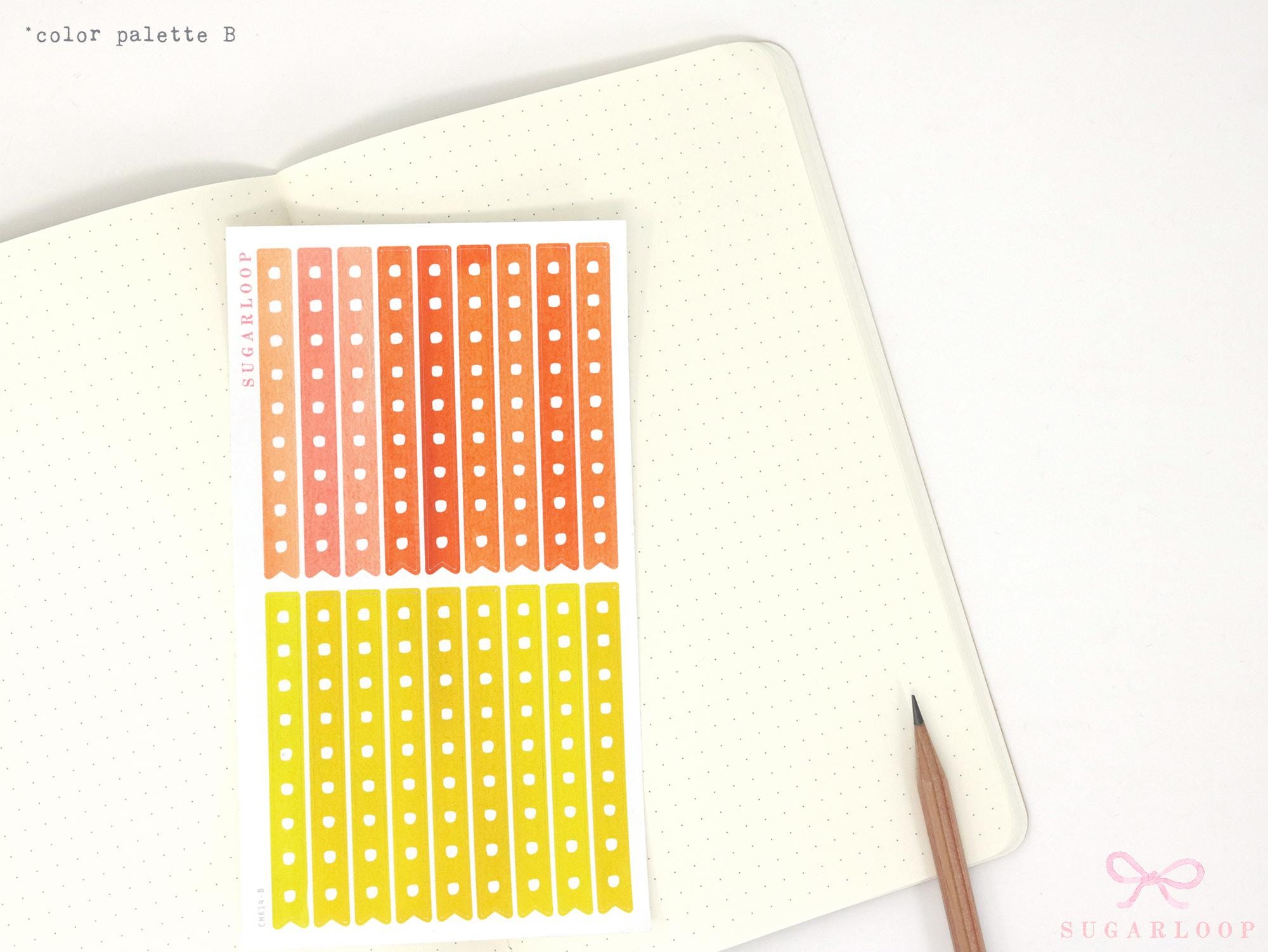 Watercolor Checklist Strips Planner & Journal Stickers: 9 Checkboxes
