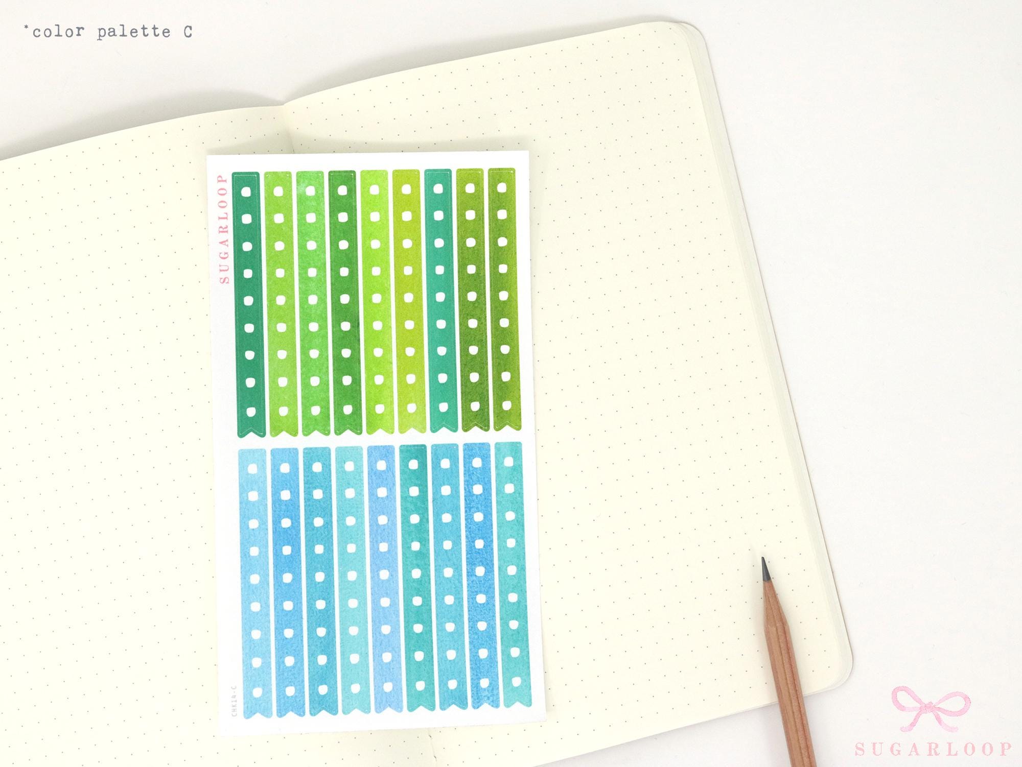 Watercolor Checklist Strips Planner & Journal Stickers: 9 Checkboxes