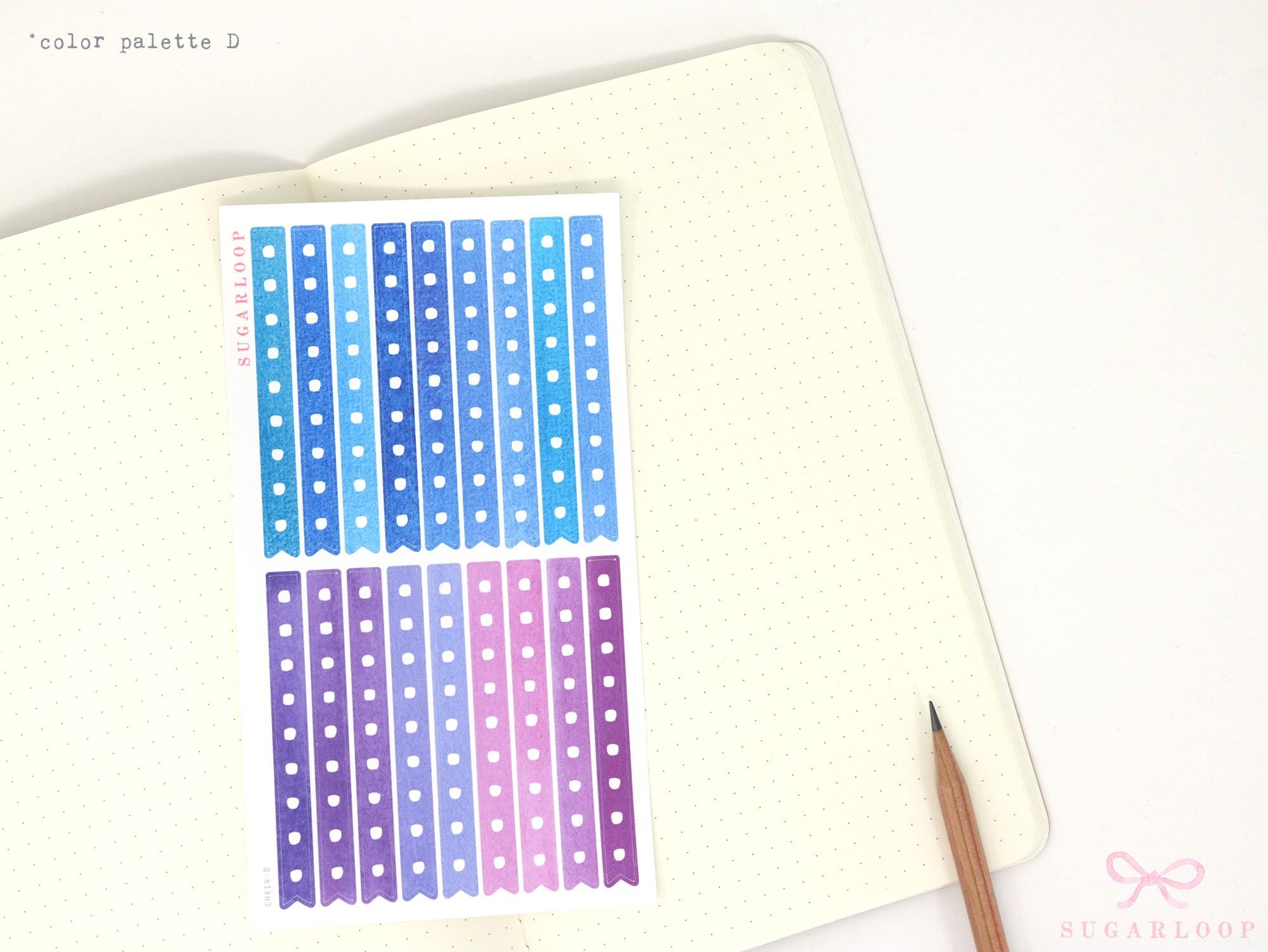 Watercolor Checklist Strips Planner & Journal Stickers: 9 Checkboxes