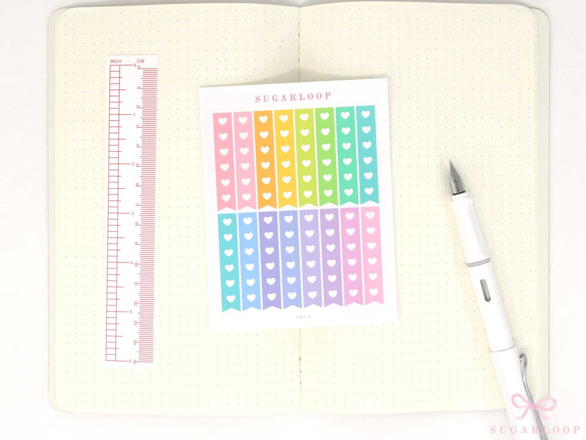 Pastel Heart Checklist Strip Stickers for Planners & Journals