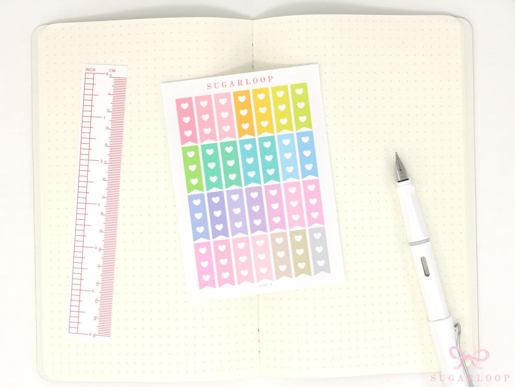 Pastel Heart Checklist Strip Stickers for Planners & Journals