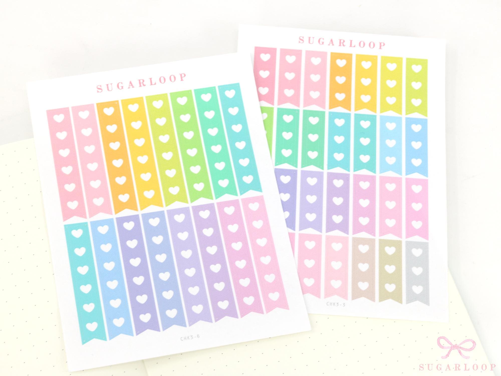Pastel Heart Checklist Strip Stickers for Planners & Journals