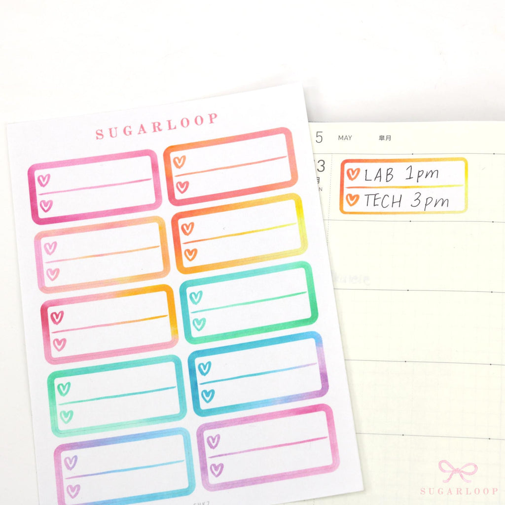 Heart Checklist Appointment Label Bujo Planner Stickers: Rainbow