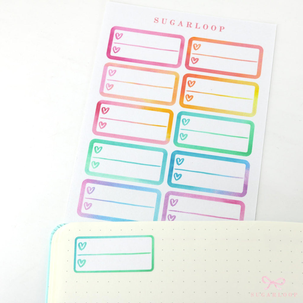 Heart Checklist Appointment Label Bujo Planner Stickers: Rainbow