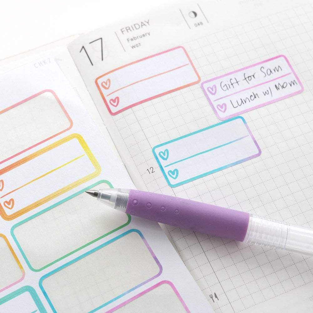 Heart Checklist Appointment Label Bujo Planner Stickers: Rainbow