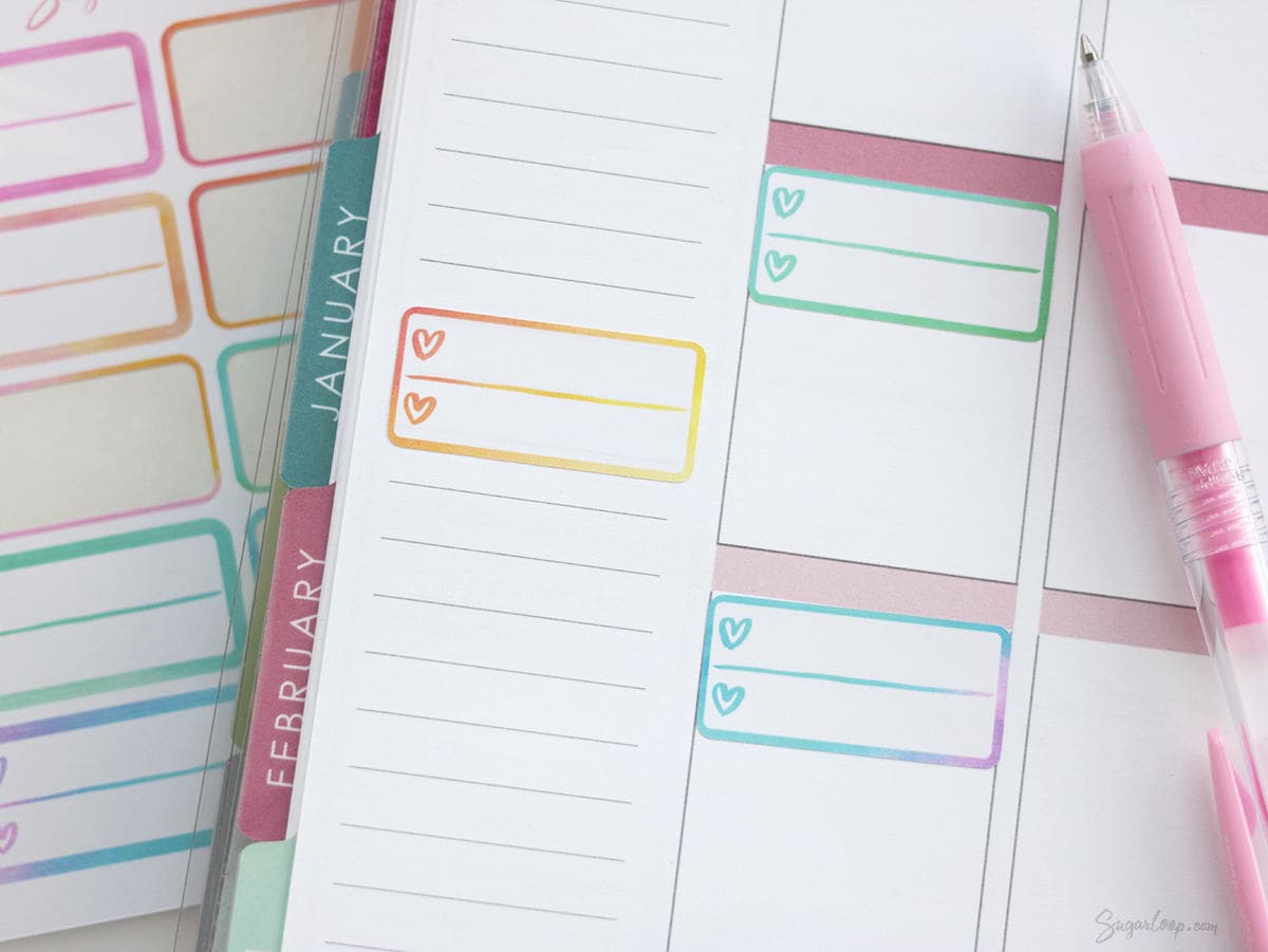 Heart Checklist Appointment Label Bujo Planner Stickers: Rainbow