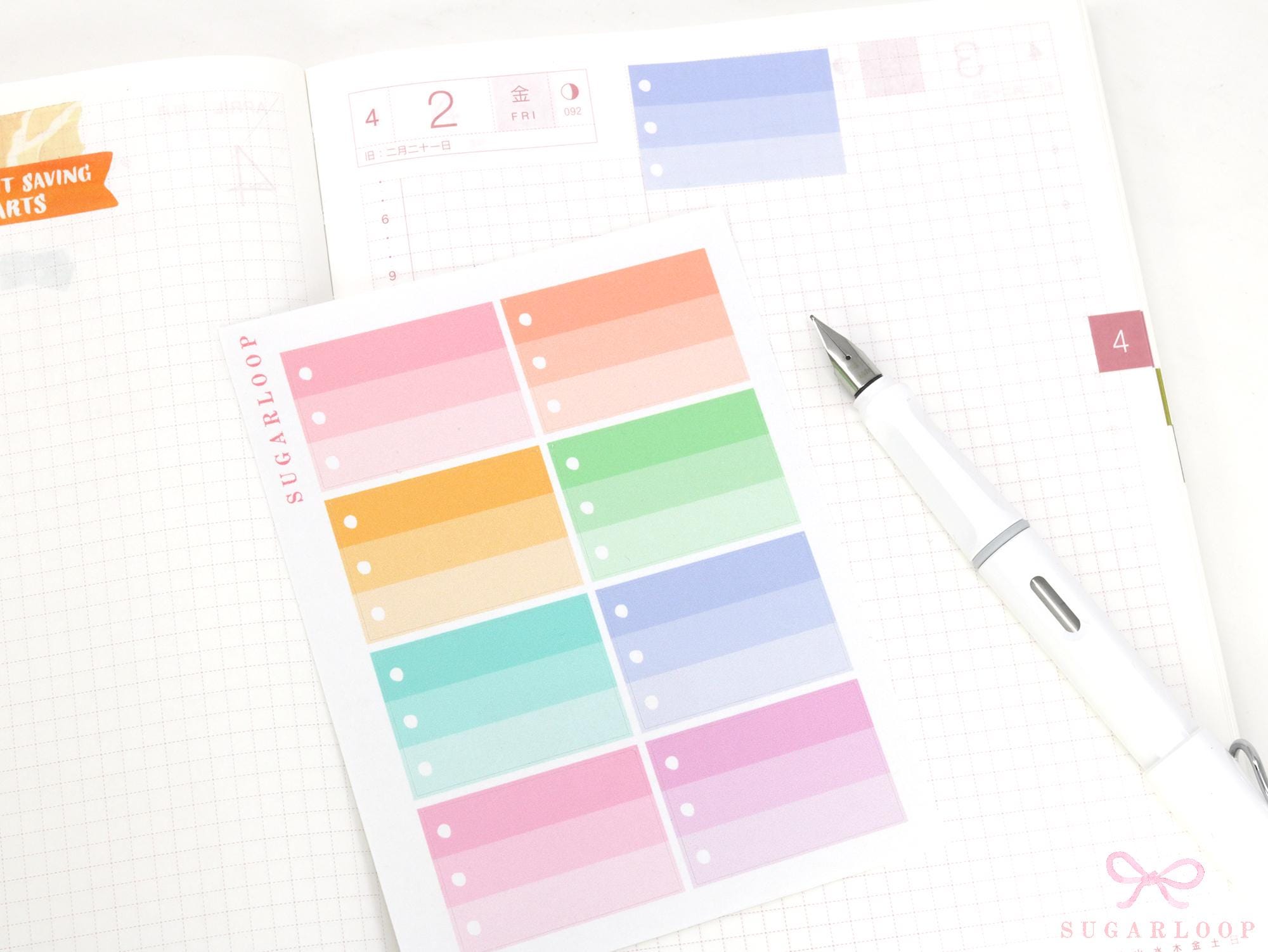 Half Box Ombre Checklist Planner & Journal Stickers