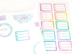 Heart Checklist Label Bujo Planner Stickers: Rainbow