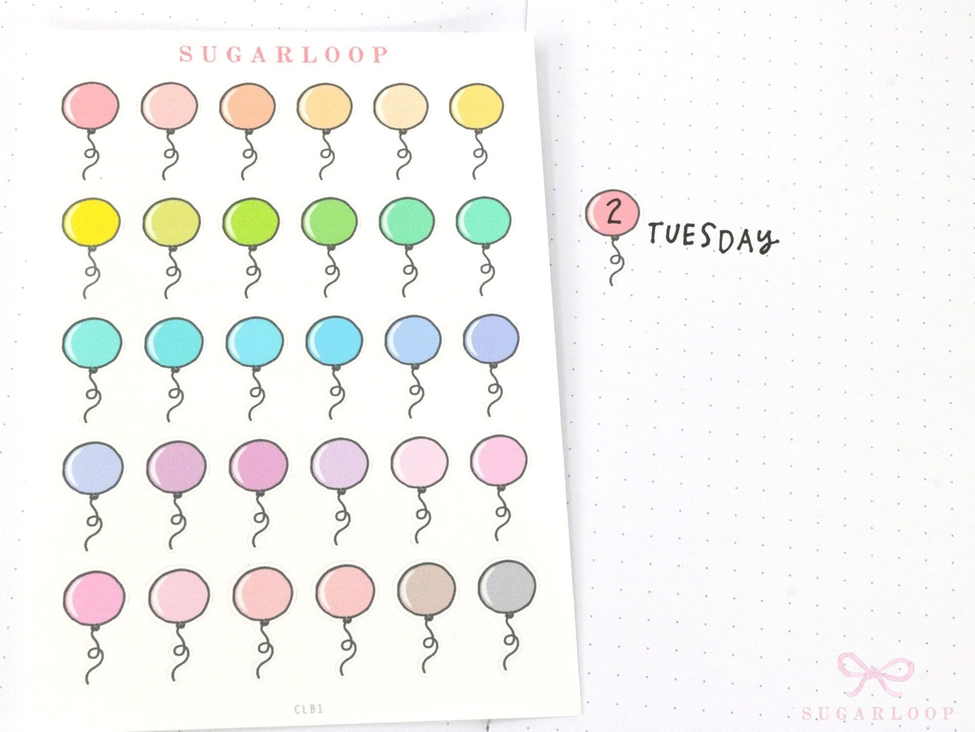 Cute Balloon Doodle Reminder Stickers for Planners