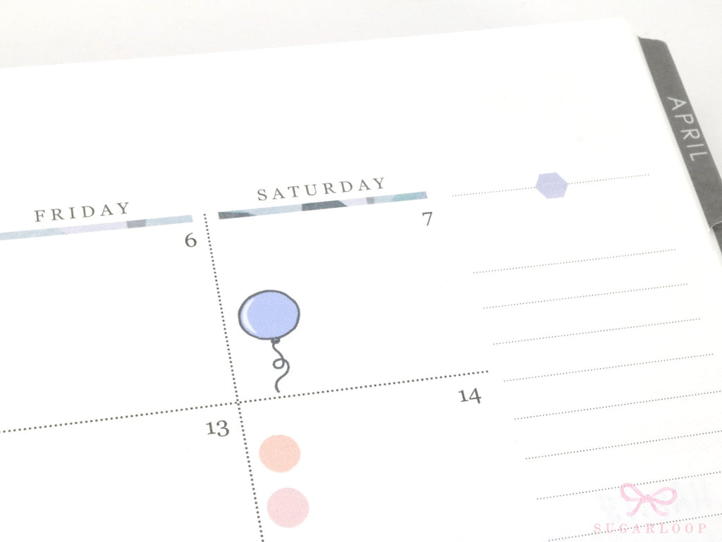 Cute Balloon Doodles Reminder Stickers for Planners  Bullet Journals  Calendars and Diaries