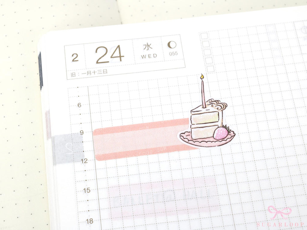 Cute Birthday Slice with Candle - Reminder Stickers