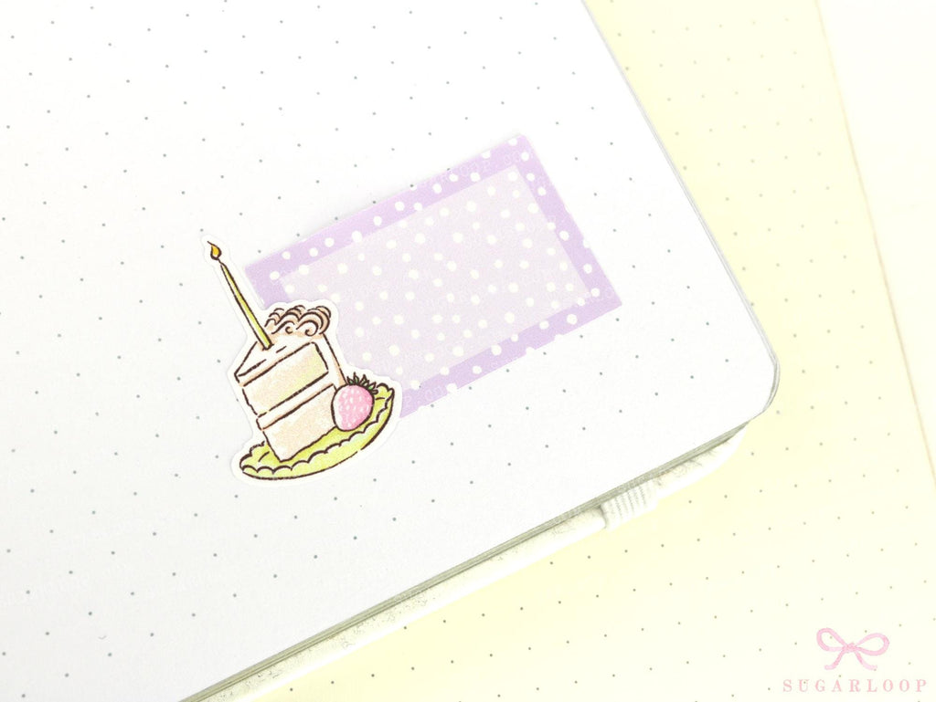 Cute Birthday Slice with Candle - Reminder Stickers