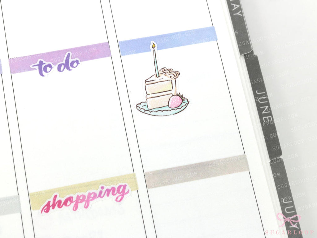 Cute Birthday Slice with Candle - Reminder Stickers