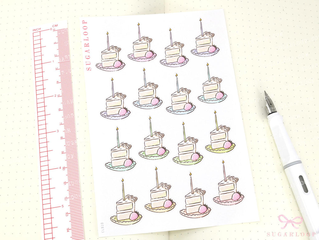 Cute Birthday Slice with Candle - Reminder Stickers