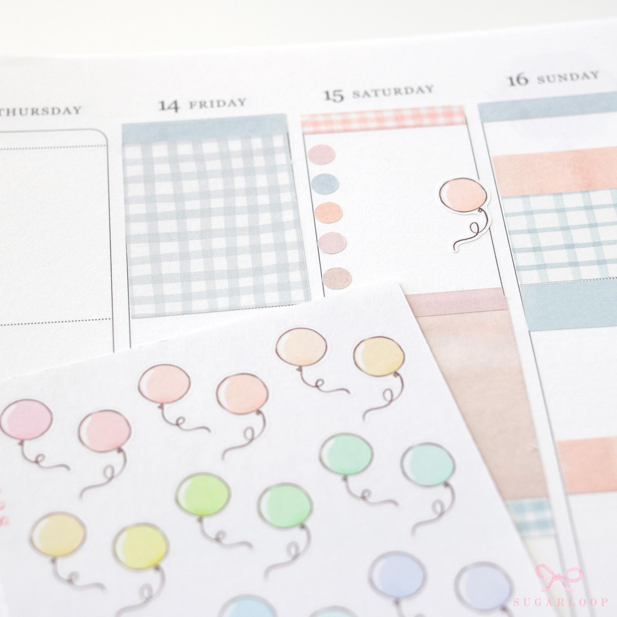 Cute Pastel Balloon Doodles Reminder Stickers